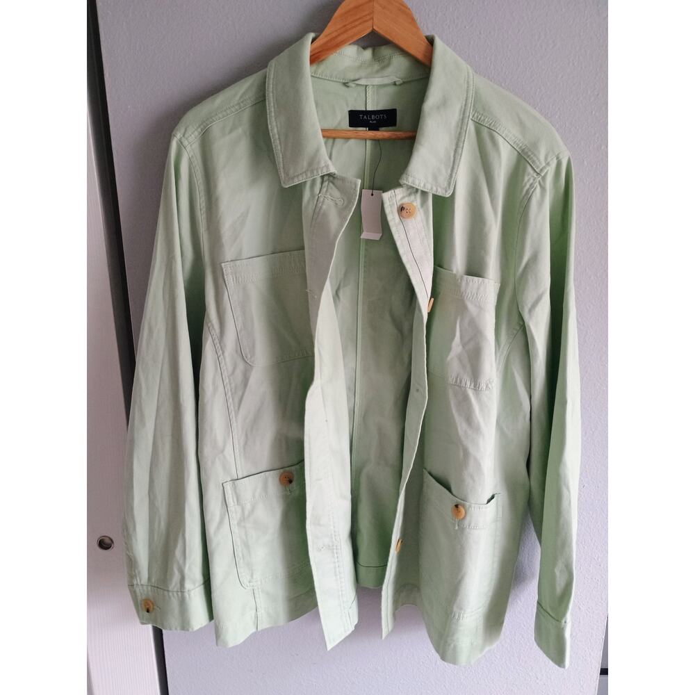 Talbots women's utility or chore jacket in a light mint green plus 2X coastal